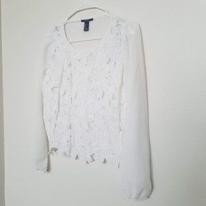 Forever 21 | Daisy Lace Long Sleeve Crop Top